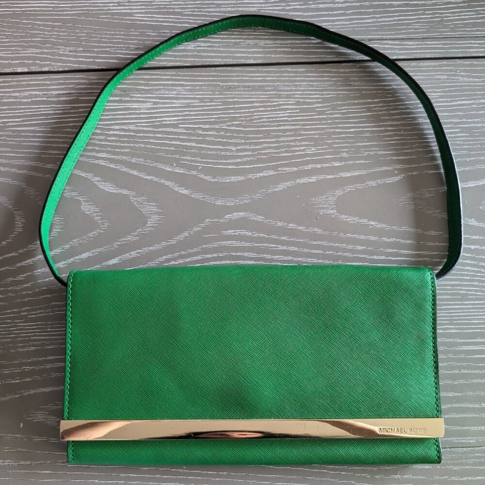 Kelly Green Michael Kors Clutch / Shoulder / Evening Bag